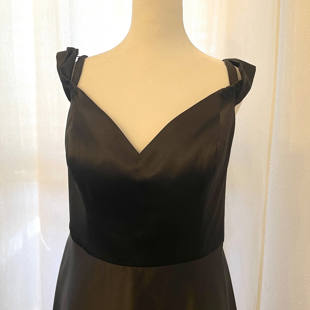 DB Studio Satin Off Shoulder Formal Gown Dress 14 Bridesmaid Maxi F20134 Black - Picture 5 of 16